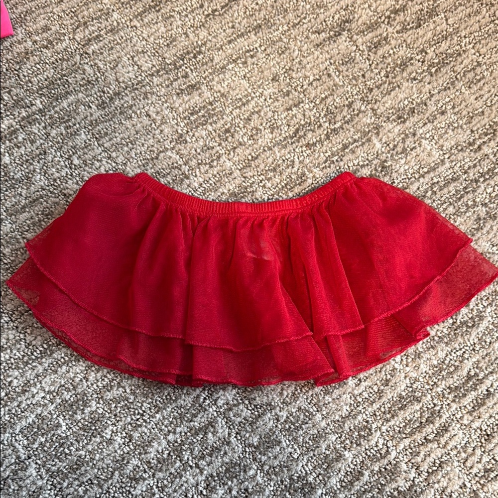Red Layered Tulle Skirt